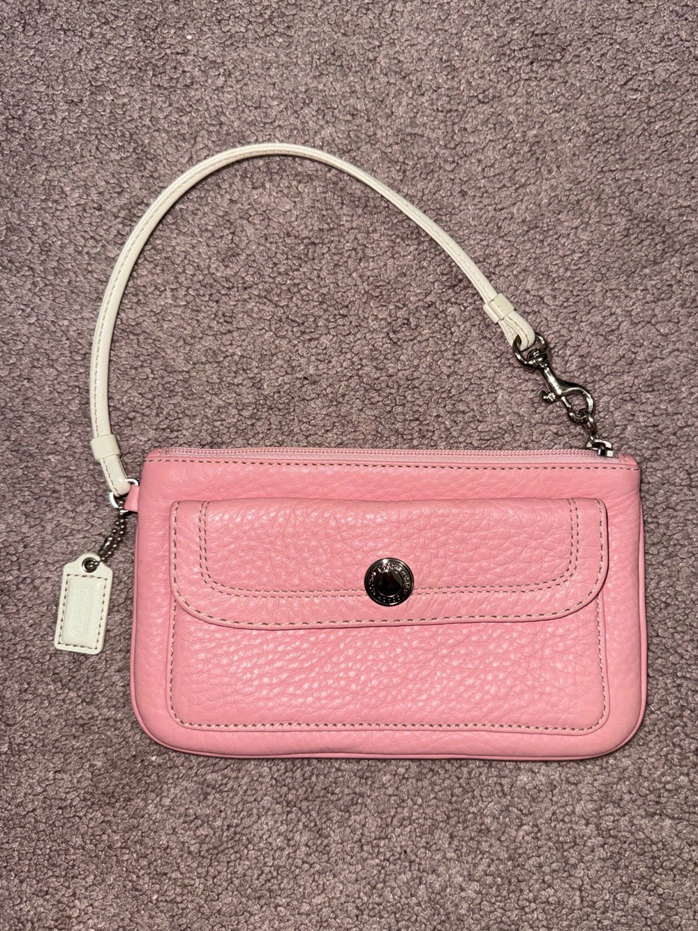 Coach Vintage Soho Skinny Wristlet powder pink with silver hardware